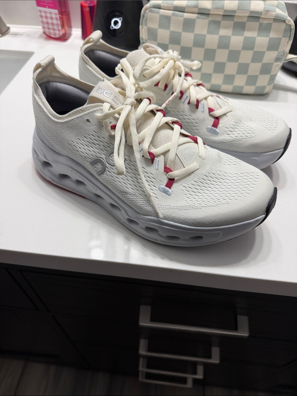 On Running Women's Sneakers in Cream with Pink Accents